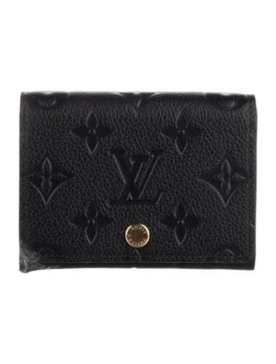 Pre-owned Louis Vuitton Lv Monogram Empreinte Leather Card Holder In Black