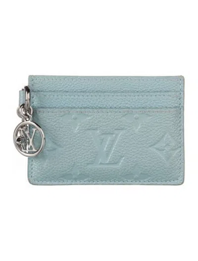 Pre-owned Louis Vuitton Lv Monogram Empreinte Leather Card Holder In Blue/metallic