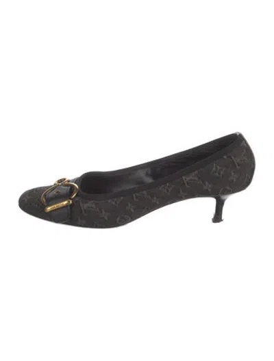 Pre-owned Louis Vuitton Lv Monogram Flats In Black