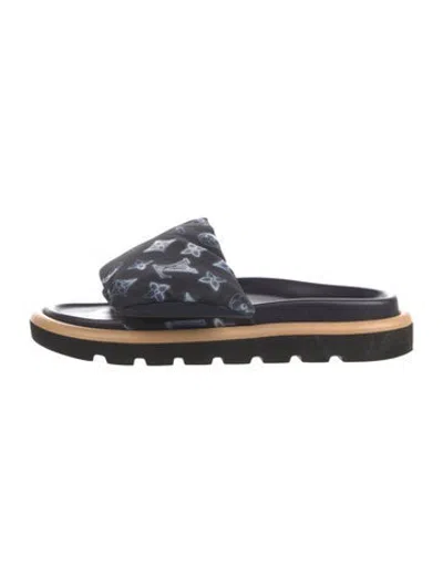 Pre-owned Louis Vuitton Lv Monogram Slides In Blue