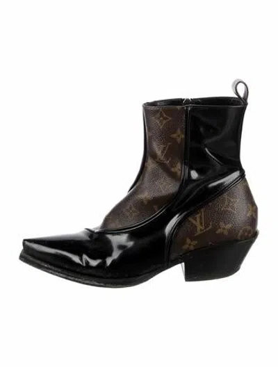 Pre-owned Louis Vuitton Lv Monogram Western Boots In Black/brown