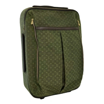 Pre-owned Louis Vuitton Mini Lin Monogram Pegase Rolling Suitcase In Green