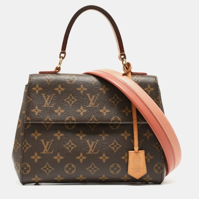 Pre-owned Louis Vuitton Monogram Canvas And Leather Cluny Bb Bag In Brown