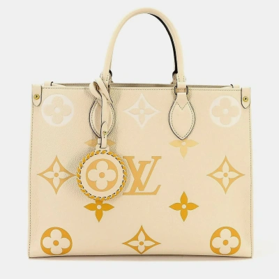 Pre-owned Louis Vuitton Monogram Empreinte Onthego By The Pool Mm Totes In Pink