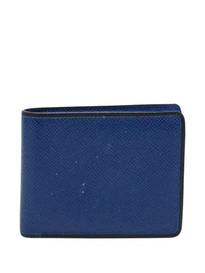 Pre-owned Louis Vuitton Multiple Taiga Bifold Wallet In Blue