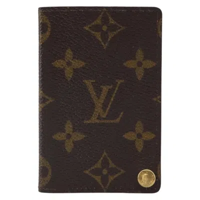 Pre-owned Louis Vuitton Porte Cartes Pression Card Case Monogram Canvas Brown Canvas Card Holders Accessory (p