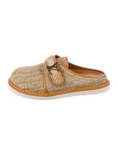 Pre-owned Louis Vuitton Raffia Tweed Pattern Mules In Neutrals