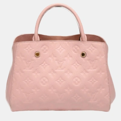 Pre-owned Louis Vuitton Rose Poudre Empreinte Bb Leather Montaigne Satchel In Pink