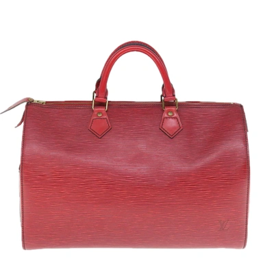 Pre-owned Louis Vuitton Speedy 35 Leather Tote Bag () In Red