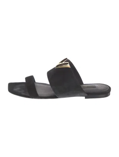 Pre-owned Louis Vuitton Suede Mules In Black