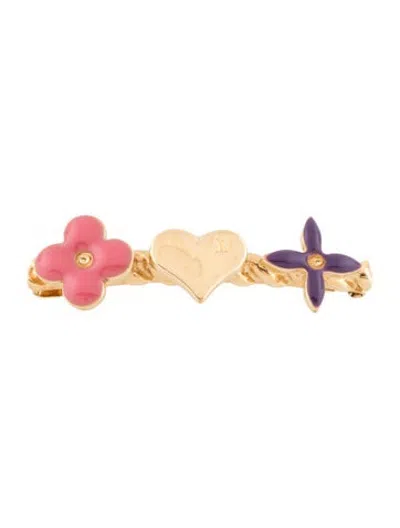 Pre-owned Louis Vuitton Sweet Monogram Hair Clips In Gold