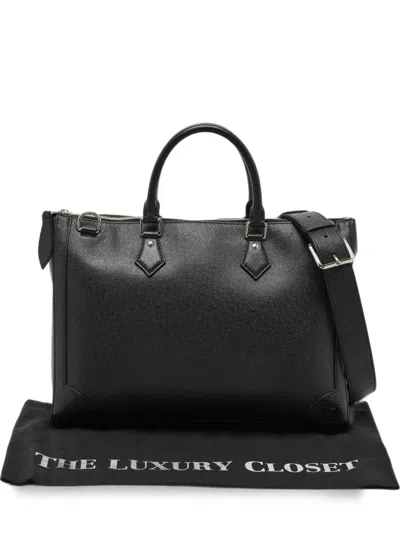 Pre-owned Louis Vuitton Taiga Slim Leather Briefcase Tote Bag In Black