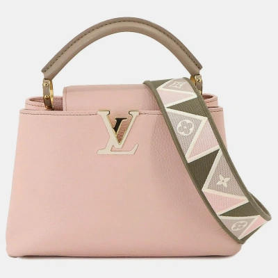 Pre-owned Louis Vuitton Taurillon Leather Pink Capucines Bb Satchel Bag
