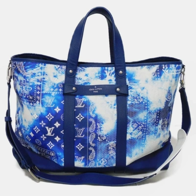 Pre-owned Louis Vuitton Tote Bag Trolley Blue Virgil Abloh 2way Shoulder 22aw Monogram Bandana M20553 Men's