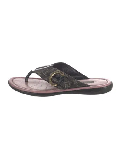 Pre-owned Louis Vuitton Vintage Monogram Pattern Flip Flops In Black