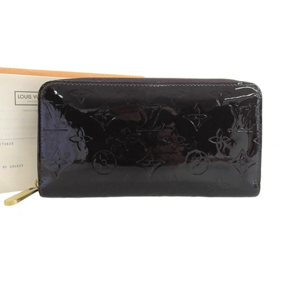 Pre-owned Louis Vuitton Zippy Patent Leather Wallet () In Black