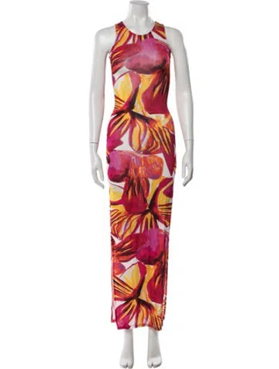 Pre-owned Louisa Ballou Floral Print Long Dress In Multicolor