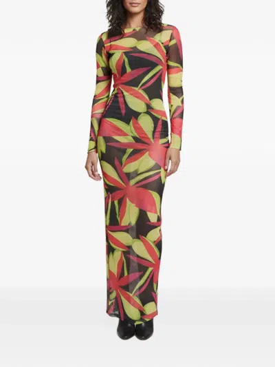 Pre-owned Louisa Ballou High Tide Mesh Maxi Dress In Red