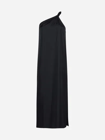 Loulou Studio Adela One-shoulder Silk Dress In Black