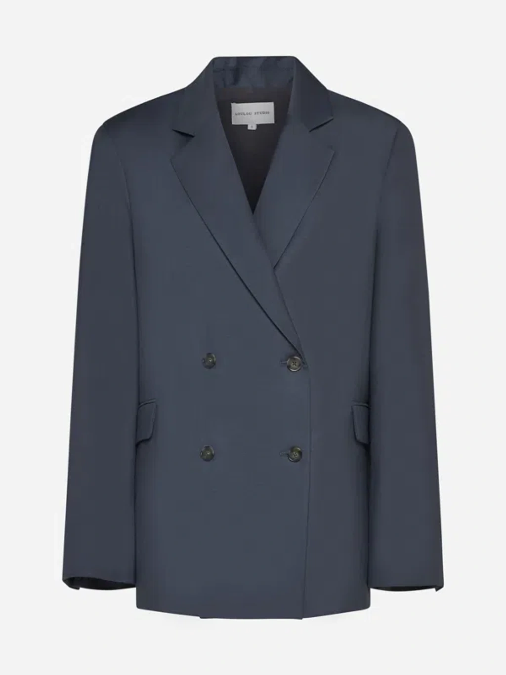 Loulou Studio Donau Wool Double-breasted Blazer In Fjord