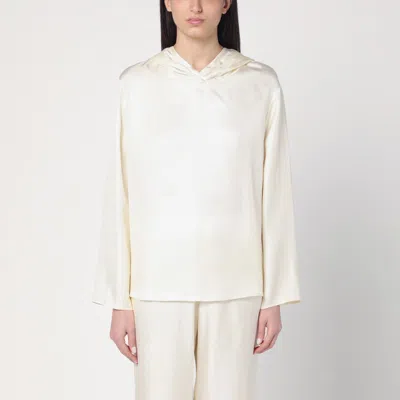 Loulou Studio Ivory Hooded Blouse In Silk In White