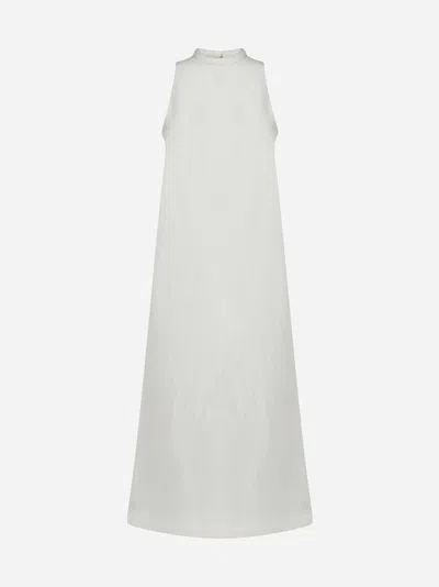Loulou Studio Rivida Viscose And Linen Long Dress In Ivory