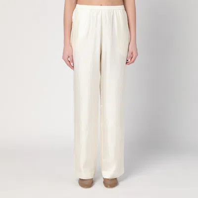 Loulou Studio Wide Ivory Trousers In Silk In White