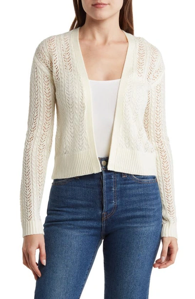 Love By Design Gia Pointelle Cardigan In Antique White