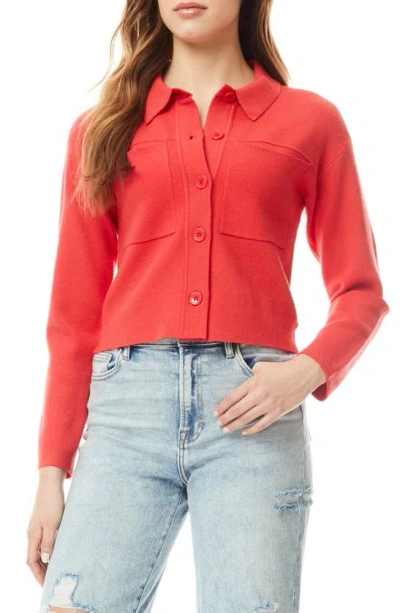 Love By Design Kogan Double Knit Crop Cardigan In Red