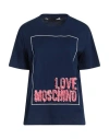 Love Moschino Woman T-shirt Blue Size 10 Cotton