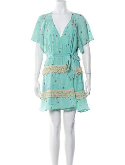 Pre-owned Love Sam Floral Print Mini Dress In Blue