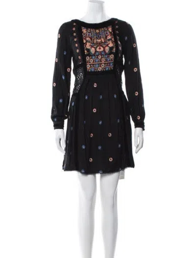 Pre-owned Love Sam Printed Mini Dress In Black