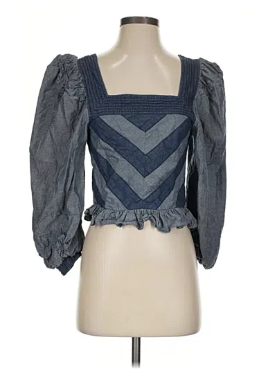 Pre-owned Love The Label 3/4 Sleeve Blouse In Blue