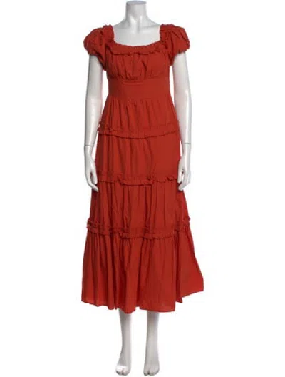 Pre-owned Love The Label Square Neckline Long Dress In Orange