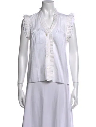 Pre-owned Love The Label V-neck Sleeveless Blouse In White