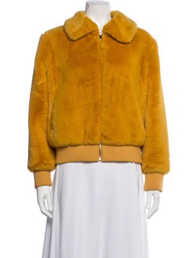Pre-owned Love Token Faux Fur Jacket In Yellow