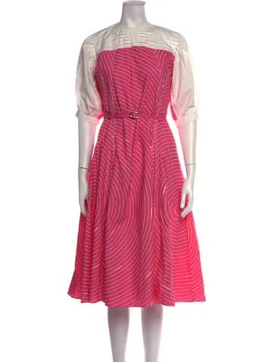 Pre-owned Lovebirds Striped Midi Length Dress In Pink