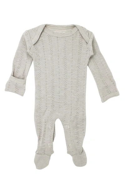 L'ovedbaby Babies' Pointelle Organic Cotton Footie In Stone