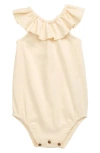 L'ovedbaby Babies' Ruffle Organic Cotton Bodysuit In Buttercream