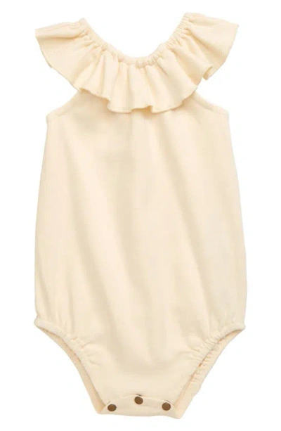 L'ovedbaby Babies' Ruffle Organic Cotton Bodysuit In Buttercream