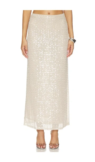 Lovers & Friends Clara Sequin Maxi Skirt In White