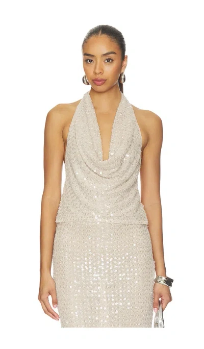Lovers & Friends Clara Sequin Top In Nude Sequin