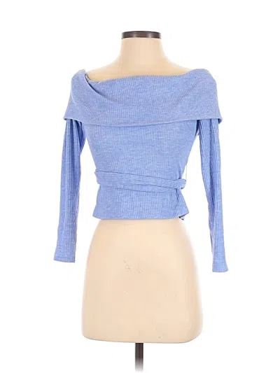 Pre-owned Lovers & Friends Long Sleeve Top Blue Boatneck Tops