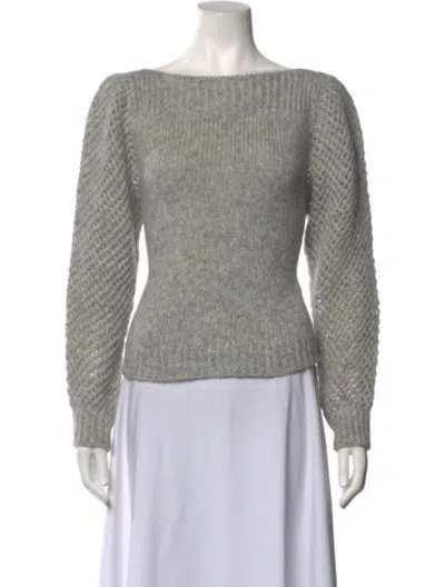 Pre-owned Loveshackfancy Baby Alpaca Bateau Neckline Sweater In Grey