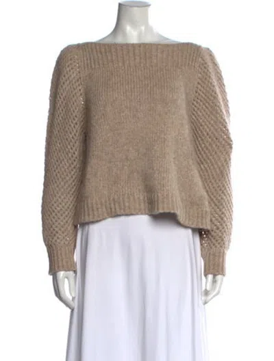 Pre-owned Loveshackfancy Baby Alpaca Bateau Neckline Sweater In Neutrals