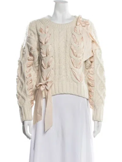 Pre-owned Loveshackfancy Baby Alpaca Patterned Sweater In Neutrals