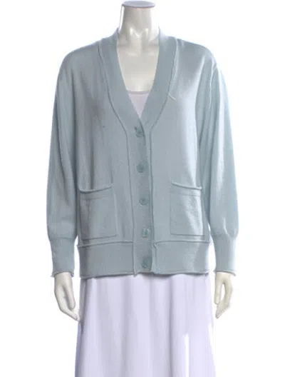 Pre-owned Loveshackfancy Cashmere V-neck Sweater In Blue