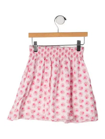 Pre-owned Loveshackfancy Kids' Cotton Floral Print Skirt In Pink