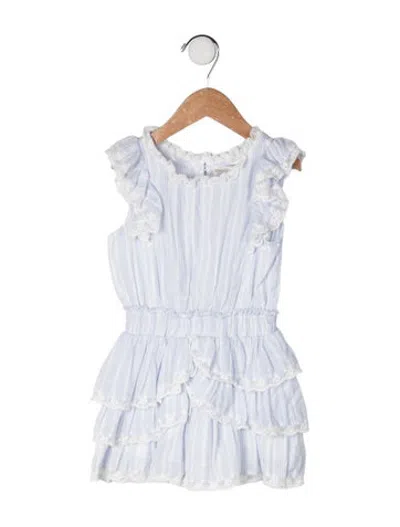 Pre-owned Loveshackfancy Babies' Cotton Striped Dress In Blue