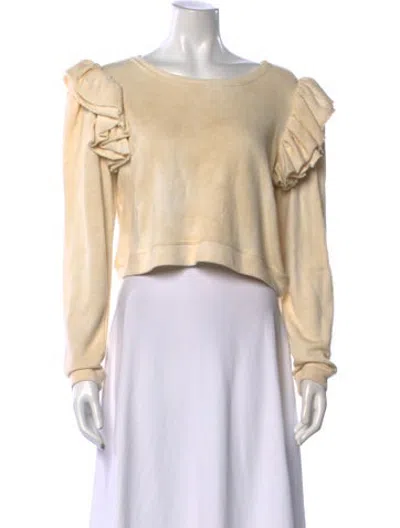 Pre-owned Loveshackfancy Crew Neck Long Sleeve Sweatshirt In Neutrals